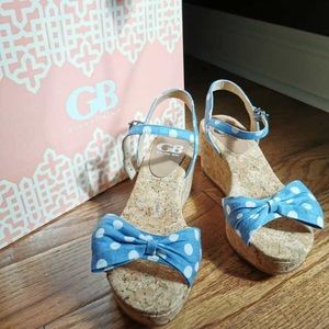 New- Gianni Bini Denim Polka dot bow sandal 6.5 M